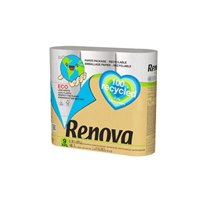 Afbeelding van Renova gerecycled, 9 rollen gerecycled en verpakt in papier, zonder kunststoffen, FSC Ecolabel