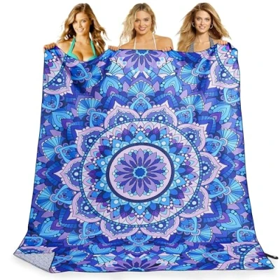Afbeelding van KUOGAS strandhanddoek XXL 200 x 145 cm, grote, sneldrogende microvezel handdoek, zandvrije badhanddoek, voor dames