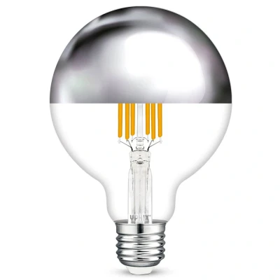 Afbeelding van Yphix E27 Led Kopspiegel Lamp Capella G95 Zilver 8w 2700k Dimbaar LEDdirect.nl