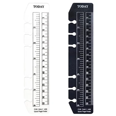 Afbeelding van 2 Pakket A6 6 Gaten Pagina Markeerliniaal Plastic Binder Liniaal Divider voor Tijdschrift Notebook (BTRuler, A6)