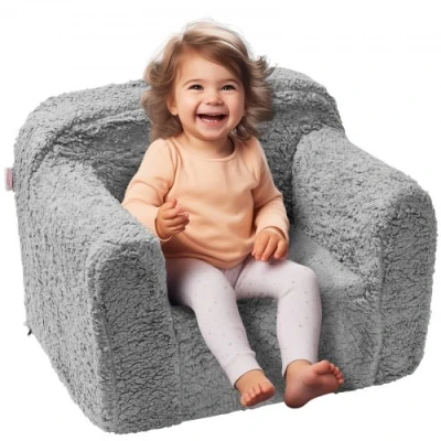 Afbeelding van VEVOR kinderbank 460 x 635 520 mm kinderkamer softsofa, speelbank knuffelhoek 1 kind, kinderstoel grijs slaapstoelen 20 kg 25D spons