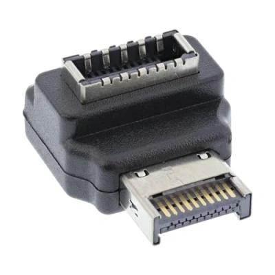 Afbeelding van InLine® USB 3.2 adapter intern, frontpaneel E stekker naar bus 90