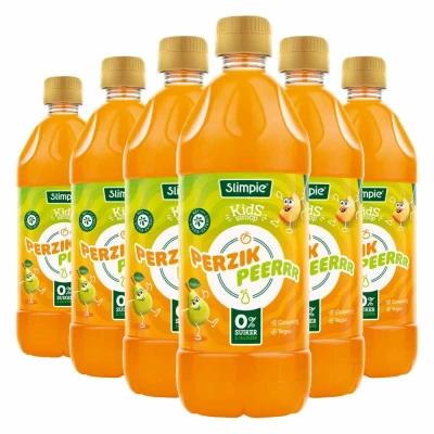 Afbeelding van 6x Slimpie Siroop Kids Perzik Peerrr 580 ml