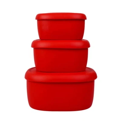 Afbeelding van BLUE GINKGO Siliconen voedselopbergbakjes, herbruikbare luchtdichte voedselcontainers met deksel, lunch en bentoboxen voor volwassenen kinderen, vriezer, rood