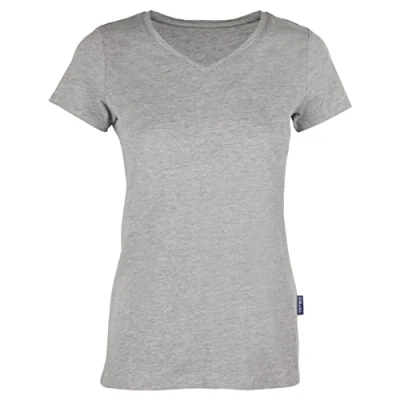 Afbeelding van Damesshirt &#039;Luxury V Neck Tee&#039; met korte mouwen Grey Melange XS