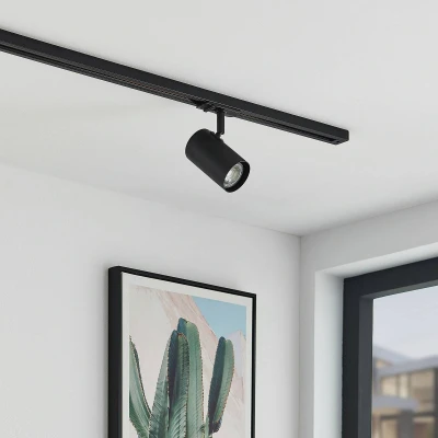 Afbeelding van Lindby 1 fase railverlichting 1licht Metaal H: 12.5 cm GU10 zwart