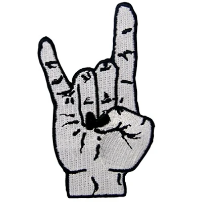 Afbeelding van Punk Rock en Lager Heavy Metal Muziek Hand Symbool Taal Borden Ijzer Geborduurd Op Naaien Patch