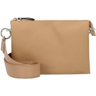 Afbeelding van Ted Baker Leren schoudertas Darceyy Branded Webbing Leather Crossbody Bag Taupe Lichtbruin