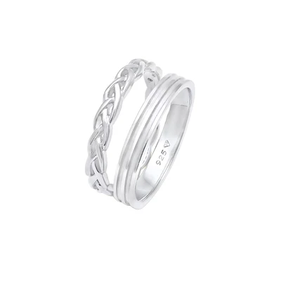 Afbeelding van Elli 2 PACK Basic Ring, Dames, Maat: 58, Silber