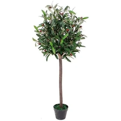 Afbeelding van Leaf Kunstmatige olijfvorm fruitboom, zwarte plastic pot, 90 cm