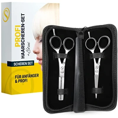 Afbeelding van SCHMIEDWERK Haarschaarset, kappersschaar, scherpe en nauwkeurige snit, perfecte haarsnit voor dames heren, professionele tondeuse met etui (schaarset)