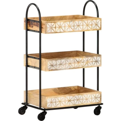 Afbeelding van vidaXL Keukentrolley 3 laags 46x30x76 cm massief mangohout
