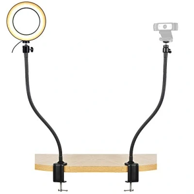 Afbeelding van AYIZON Webcam Streaming Light, Stand met 20cm Ring USB Light Mount Kit voor Logitech Streamcam C920s C920 C930e C922x C930 C922 C925e C615 Brio Dubbele 64cm