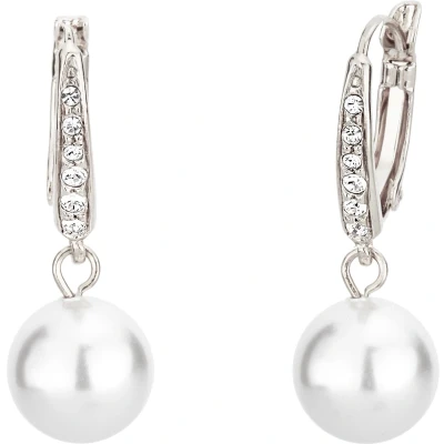Afbeelding van Traveller Oorbellen Oorhangers Dames Zilverkleurig Parels Kristal Preciosa Crystals Parel 10 mm Wit Hangers 30 114144