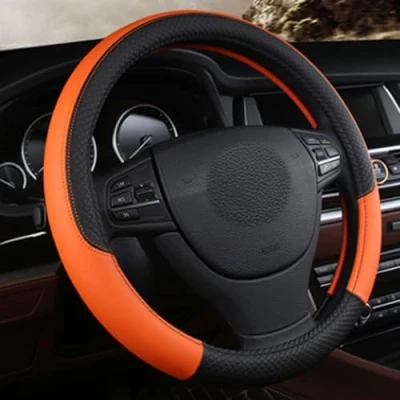 Afbeelding van Mayco Bell Microfiber lederen stuurhoes Wavy Line Splice X steek patroon oranje
