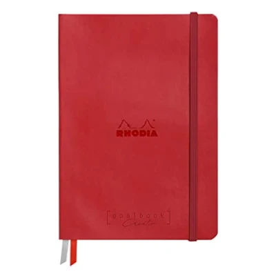 Afbeelding van RHODIA 194160C Carnet Rigide Bullet Journal Goalbook Creation Coquelicot A5 15,5x21x2 cm 100 pages Papier Clairefontaine Lavis Technique Blanc Uni 200 g/m 2 Rubans Couverture Simili Cuir