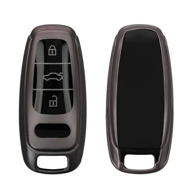 Afbeelding van kwmobile autosleutel hoesje geschikt voor Audi A6 A7 A8 Q7 Q8 3 knops Keyless hoes TPU behuizing Beschermende auto sleutel case Sleuteletui in mat zwart /