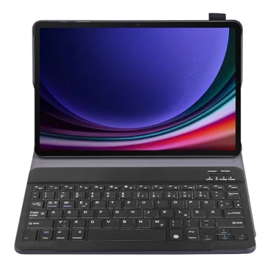 Afbeelding van Cazy Hoes met Toetsenbord QWERTZ geschikt voor Samsung Galaxy Tab S9 / FE Zwart