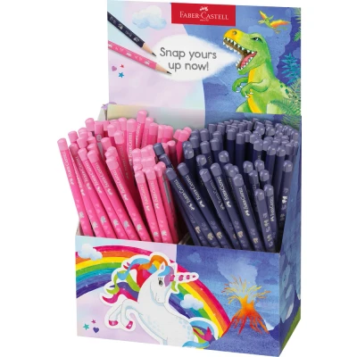 Afbeelding van Potlood Faber Castell grafiet Dino en Unicorn HB 2x72 stuks in koker