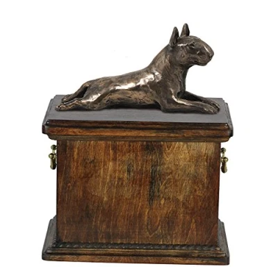 Afbeelding van Elegante urn hond voor Bull Terrier met beeldje in klassieke stijl