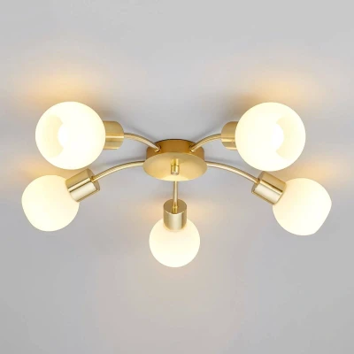 Afbeelding van Lindby plafondlamp Elaina, Ø 54 cm, messingkleurig, glas