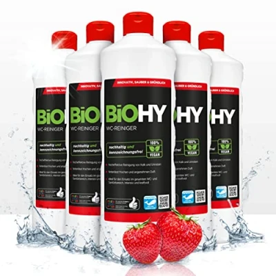 Afbeelding van BiOHY WC Reiniger (6 x 1l Fles) EXTRA STRONG Profi bio concentraat Viskeuze reinigingsgel Ideaal tegen urinesteen (WC Reiniger)