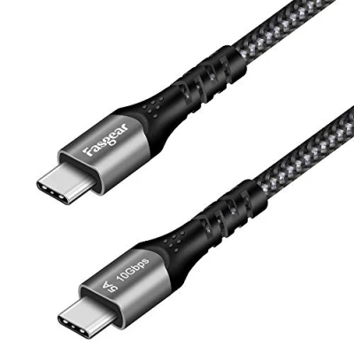 Afbeelding van Fasgear USB C naar Type kabel, 3.1 Gen 2 snellaadkabel, 100W 20V / 5A stroomvoorziening, 10Gbps gegevensoverdracht, 4K @ 60Hz video uitgang, compatibel voor apparaat (3m, Zwart)