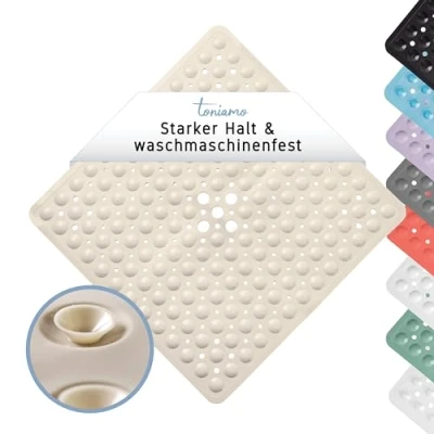 Afbeelding van Toniamo douchemat, antislip, 53 x cm, antislipmat voor douche, vierkant en antibacterieel, machinebestendig, antislip BPA vrij, zand