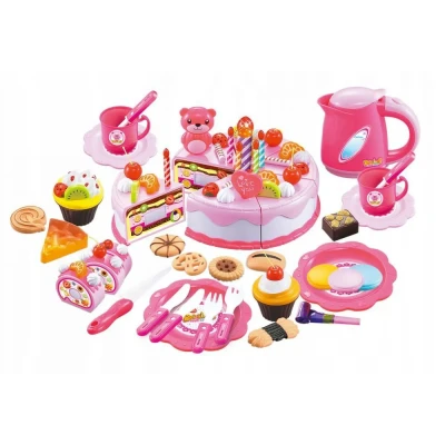 Afbeelding van 80 delige Delicious fruit cake verjaardagsset snijbare taart Met accessoires licht en geluid Perfect voor feestjes Geschikt kinderen vanaf 3 jaar