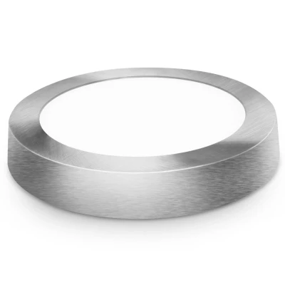 Afbeelding van LED plafondlamp opbouw rond Warm wit zilver 18W