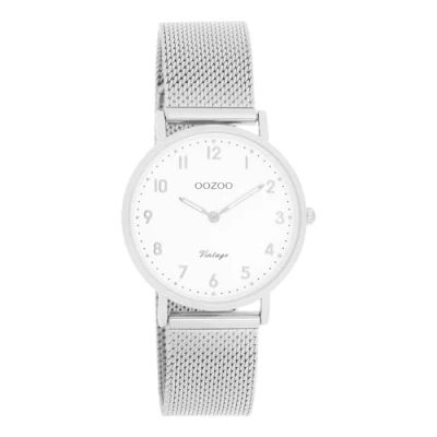 Afbeelding van zilverkleurige OOZOO horloge met metalen mesh armband C20345