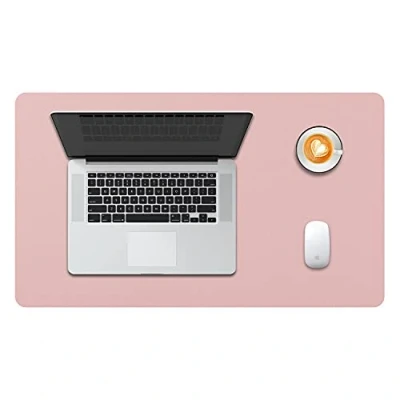 Afbeelding van DOBAOJIA Bureaulegger, Bureau Pad, Blotter, Schrijven Muis en Toetsenbord Uitgebreide Mat, Onderlegger XL, PU leer waterdicht + suède antisli 60 x 35cm (Roze)