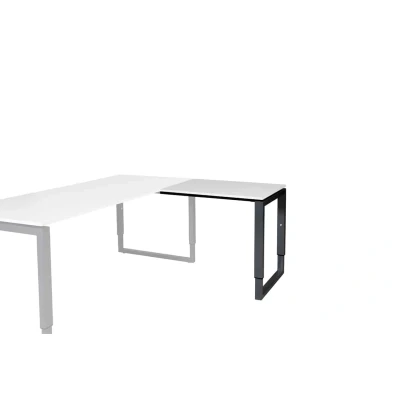 Afbeelding van Domino Plus aanbouwtafel, hoogte instelbaar (62 85cm) met 80x60cm &#039;zwevend&#039; krijtwit 25mm blad en zwart (RAL9005) O poot frame