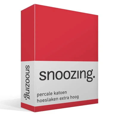 Afbeelding van Snoozing Hoeslaken Extra hoog Eenpersoons 80x220 cm Percale katoen Rood