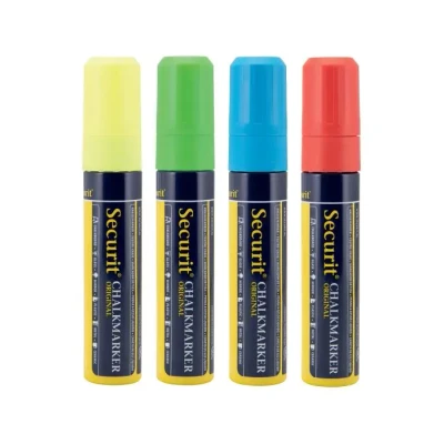 Afbeelding van Securit Jumbo Krijtstiften Etuis 4 stuks, Rood, Groen, Blauw en Geel
