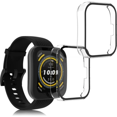 Afbeelding van kwmobile 2x cover geschikt voor Huami Amazfit Bip 5 Fitnesstracker van gehard glas en kunststof frame set transparant