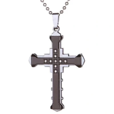 Afbeelding van Ketting met Kruis Hanger Zwart / Zilver kleurig Diamantjes (Zirkonia) Kettingen Heren Dames Cadeau voor Man Mannen Cadeautjes