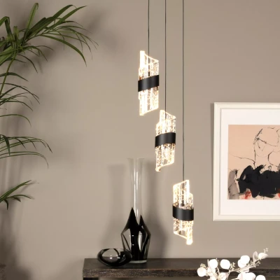 Afbeelding van Lucide Kligande Hanglamp Ø 25 Cm Led Dimb. 3x8w 2700k Zwart