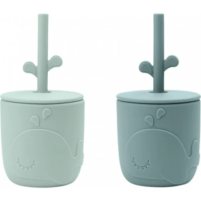 Afbeelding van Done by deer kinderbeker met rietje peekaboo wally blue 2st