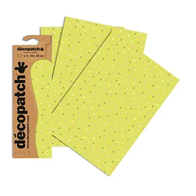 Afbeelding van Decopatch Papier No. 687 (groen hartje kleurrijk, 395 x 298 mm) verpakking van 3