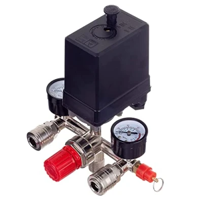 Afbeelding van Drukregelaar 400 V met drukschakelaar 2 meetdisplays van 0 tot 12 bar, buitendraad 1/2&quot; ( 21 mm)
