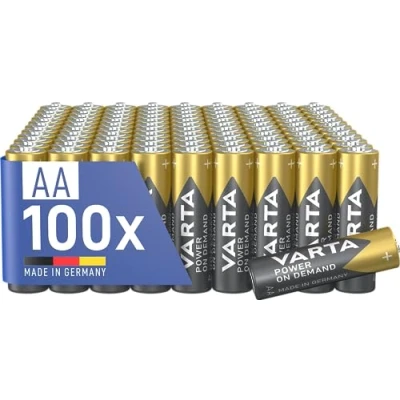 Afbeelding van VARTA Batterijen AA, verpakking van 100, Power on Demand, Alkaline, 1,5V, milieuvriendelijke verpakking, voor computeraccessoires, Smart Home apparaten, Made in Germany [Exclusief bij Amazon]