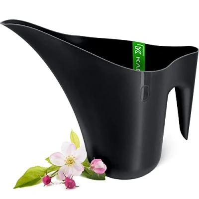 Afbeelding van KADAX Gieter, 1,2 l bloemengieter met lange hals van kunststof, kan voor kamerplanten, gieter tuingieter en bloemenirrigatieketel (zwart)