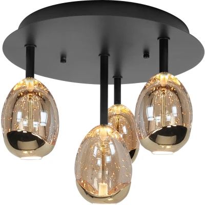 Afbeelding van Plafondlamp Golden Egg 4 Lichts Led Amber Zwart Ø 35cm