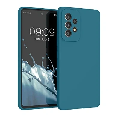 Afbeelding van kwmobile telefoonhoesje geschikt voor Samsung Galaxy A53 5G Hoesje met siliconen coating Smartphone case in mat petrol