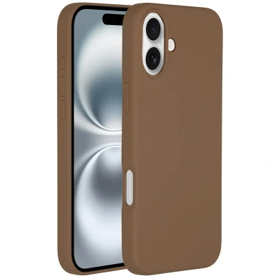 Afbeelding van Apple iPhone 16 MagSafe Hoesje Siliconen en TPU (zacht) Accezz Softcase/Backcover Lichtbruin Telefoonhoesje