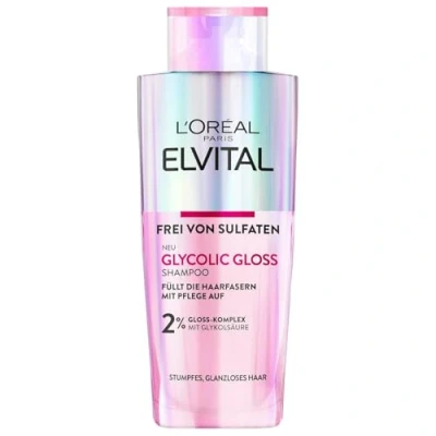 Afbeelding van L&#039;Oréal Paris Elvital Glycolic Gloss Shampoo voor glanzend en dof haar, verzorgen glad maken van het verzegelen een verbeterde haarkwaliteit, regenererend, met glycolzuur, 200 ml