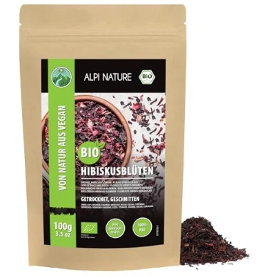 Afbeelding van Alpi Nature organische hibiscusbloemen gesneden (100 g) hibiscus bloemen gedroogd van gecontroleerde teelt bloemthee 100% natuurlijk zonder additieven thee