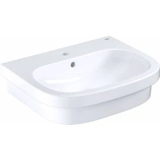 Afbeelding van Grohe euro ceramics wastafel rechthoekig 1x waskom kraangat midden overloop keramiek 596 x 483 133mm bxdxh wit 39337000