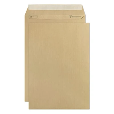 Afbeelding van Clairefontaine 750C Doos met 250 Bruine Milleraies Kraft Enveloppen C4 229x324 mm Zelfklevend 90g/m².